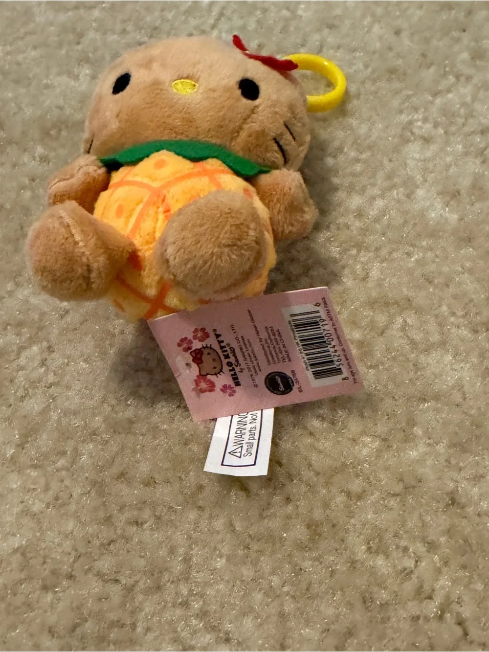 Tan Hello Kitty Pineapple Keychain Plush Toy Hawaii